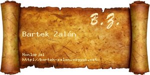 Bartek Zalán névjegykártya